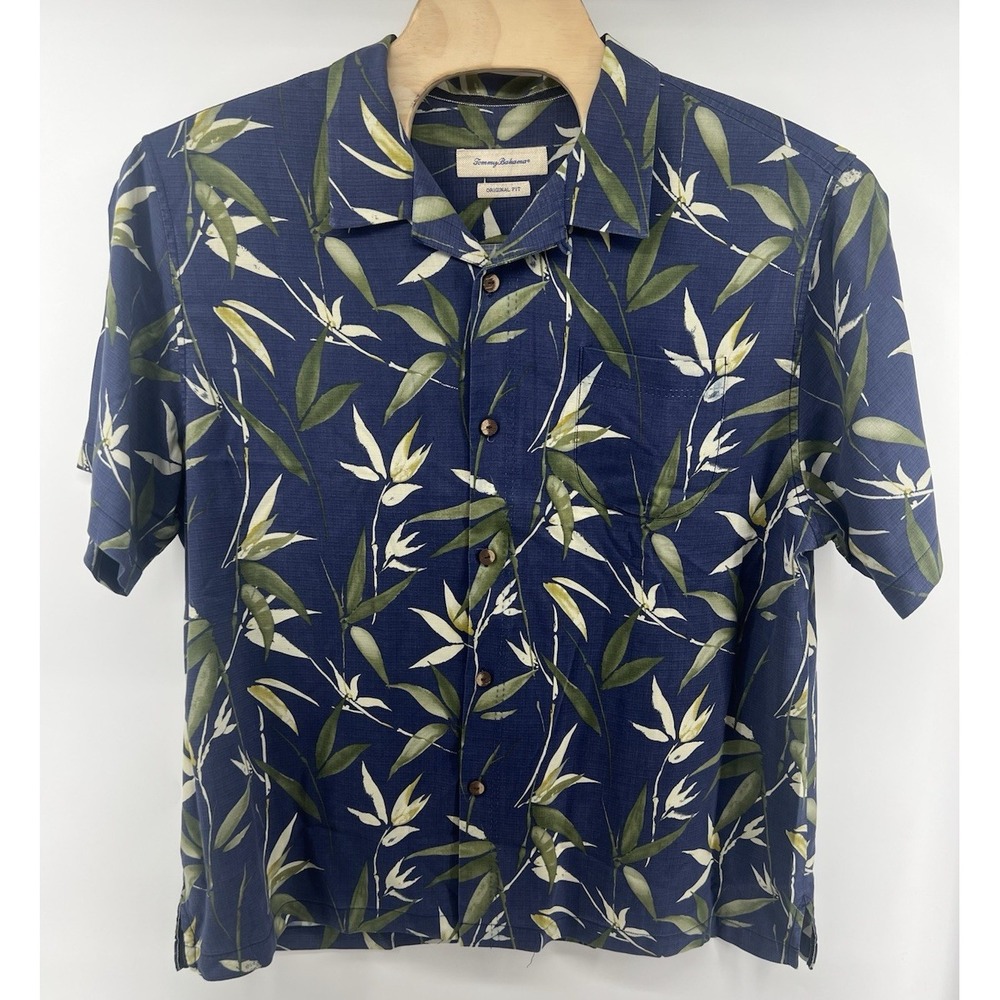 Tommy Bahama Island Zone Hawaiian Camp Shirt XXL Silk Blend Blue Floral